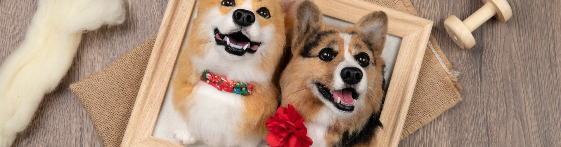 Corgi in wooden frame