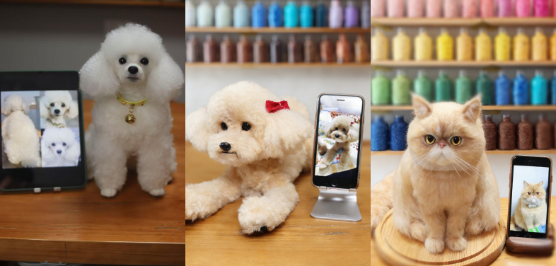 Poodle and cat figurines